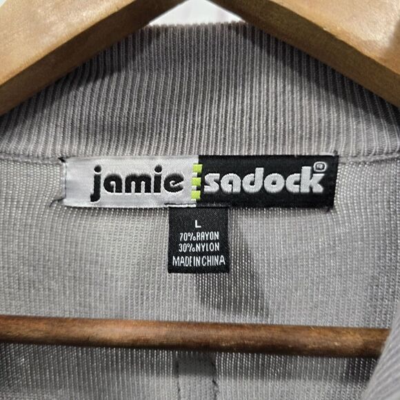 Jamie Sadock Sweater Womens Large Gray Full Zip Jacket Golf Mock Long Sleeve - Picture 3 of 10